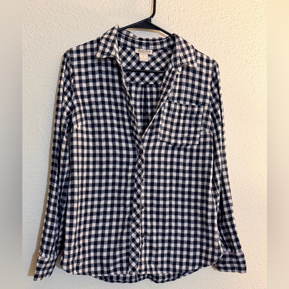 Lucky Brand Button-Up Shirt | Gingham Long Sleeve | Size Small